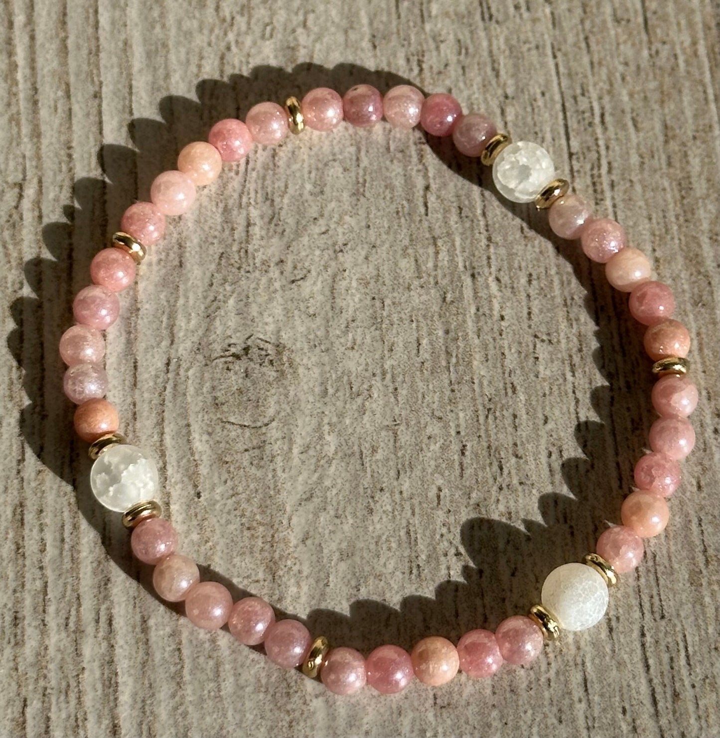 Lovely Sunstone Bracelet, Crackle Quartz, Stretch Bracelet, Minimalist, Semi Precious Gemstones, Boho, 6.5” Leadership Joy Independance