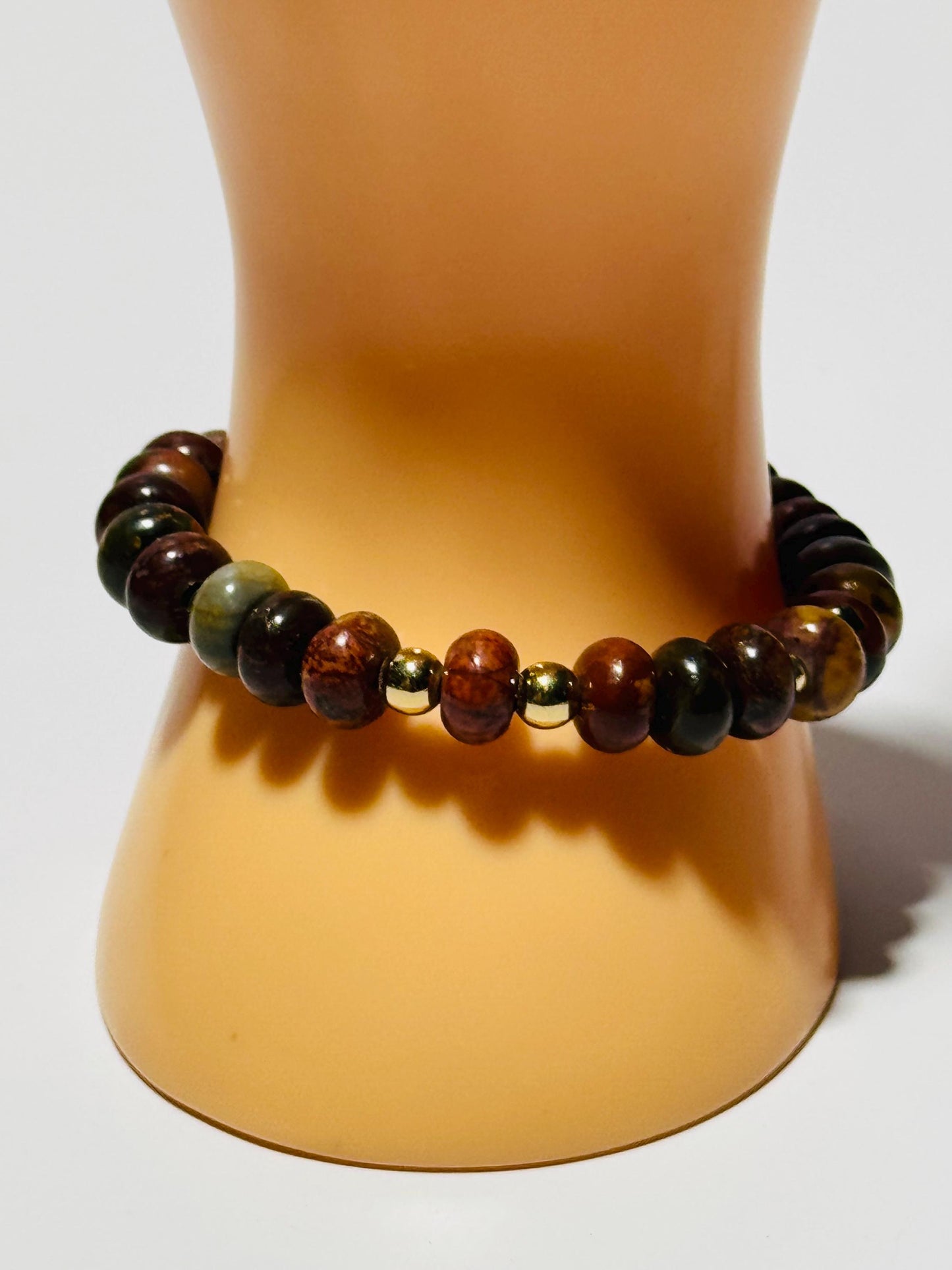 Natural Picasso Jasper Bracelet, Gemstone Bracelet, Hook & Loop Closure, Boho Bracelet, Joy, Support, Encouragement, Energy, 6.5”