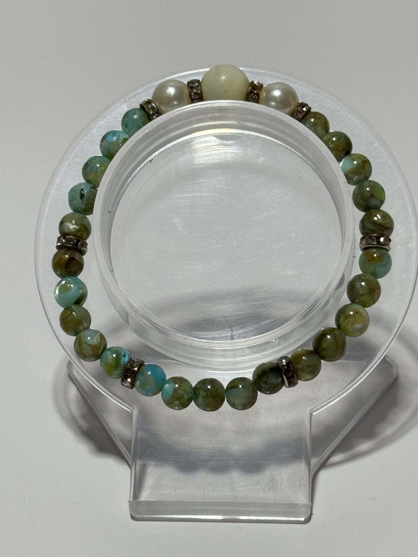 Anxiety, Depression, Trauma, Stability, Courage, Empathy, Strength, Grief, Tiger Eye, Mother of Pearl, Freshwater Pearls, Bracelet, 6.5”