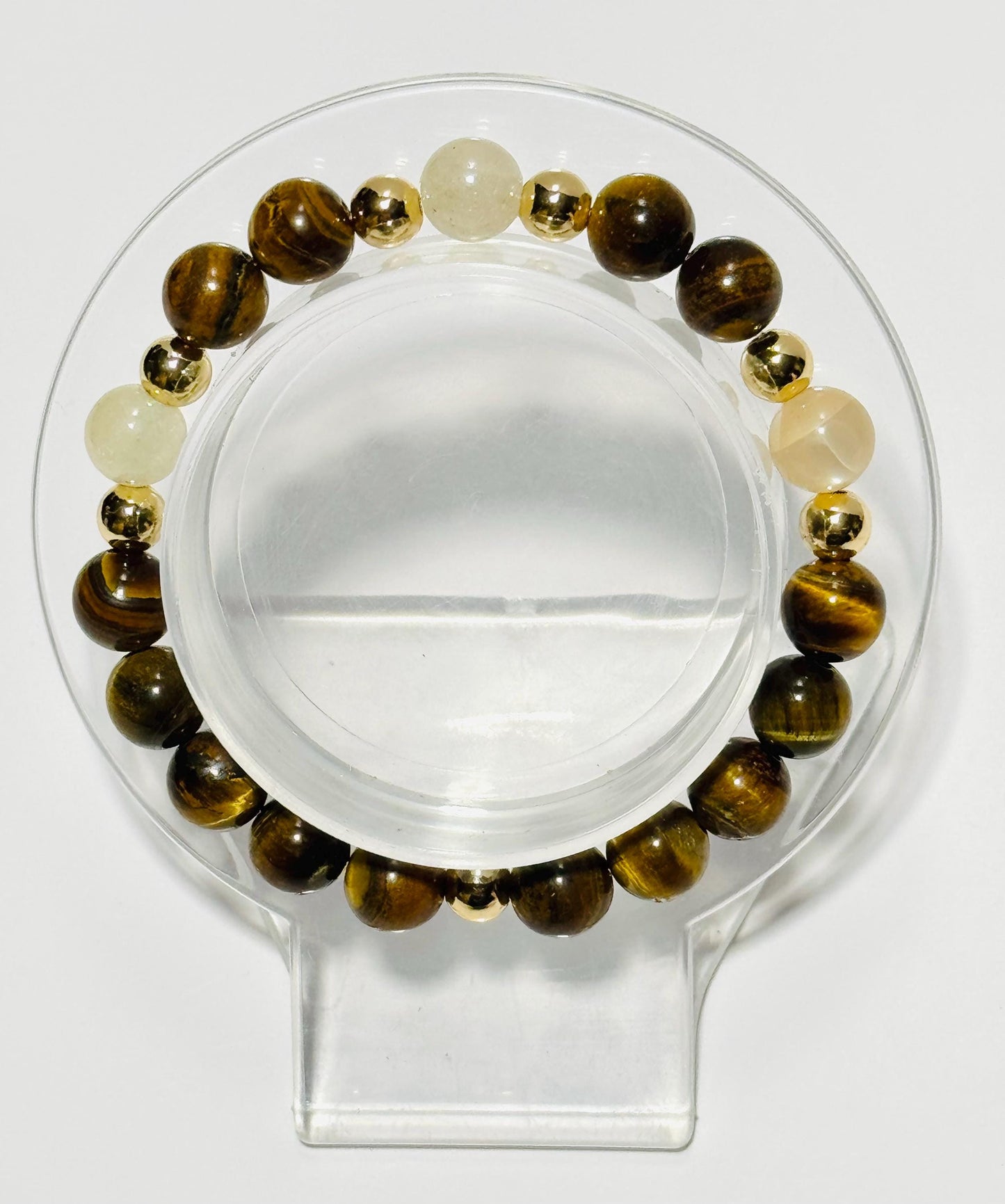 Natural Tiger Eye Bracelet, Brown Tiger Eye Bracelet, Stretch Bracelet, Minimalist, Agate highlights, Boho, Semi Precious Gemstones, Gift 6”