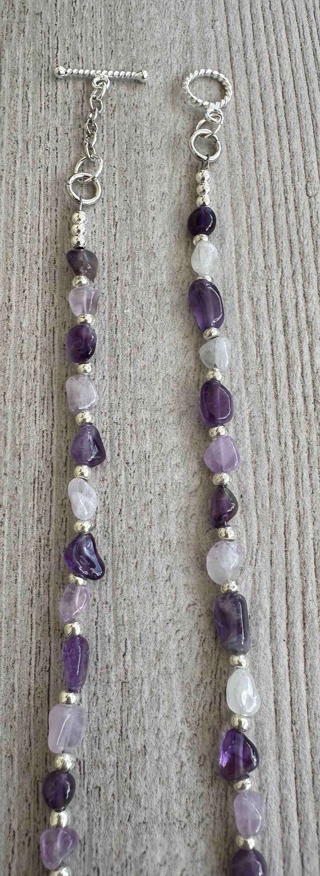 Amethyst Necklace, Minimalist, Beaded Necklace, Gemstone Necklace, Mini Chunk Semi Precious Stones, Gift For Her, 22 1/2”, Peace, Tranquili