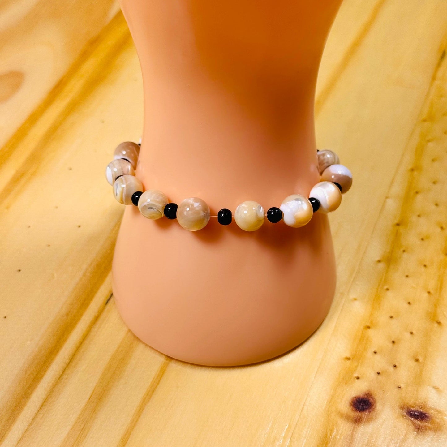 Prosperity, Courage, Energy, Strength, Peace, Anxiety, Healing, Stress, Heart Chakra, Perseverance, Mother of Pearl Stretch Bracelet 6.5