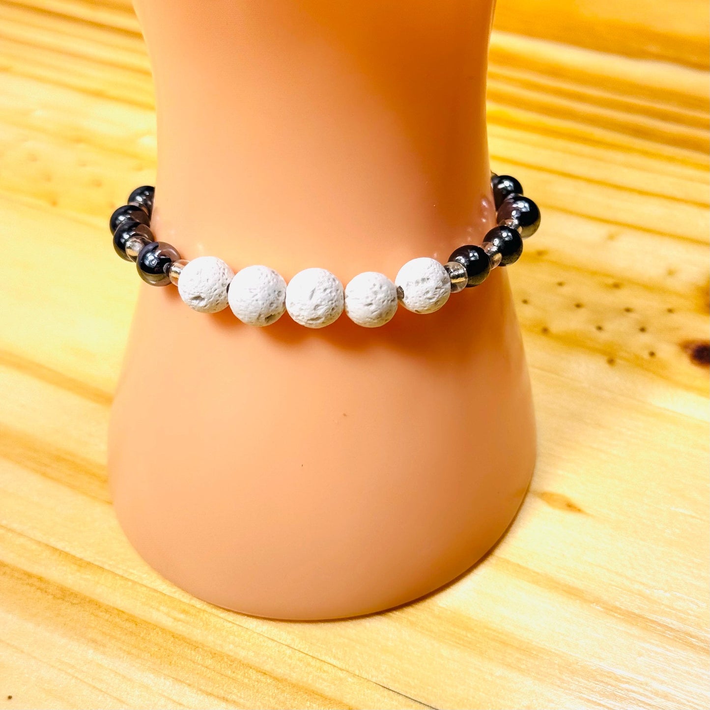 Aromatherapy Bracelet, Confidence Bracelet, Anxiety Bracelet, Heart Chakra, Spirituality, Grounding, Hematite Stretch Bracelet, 6”