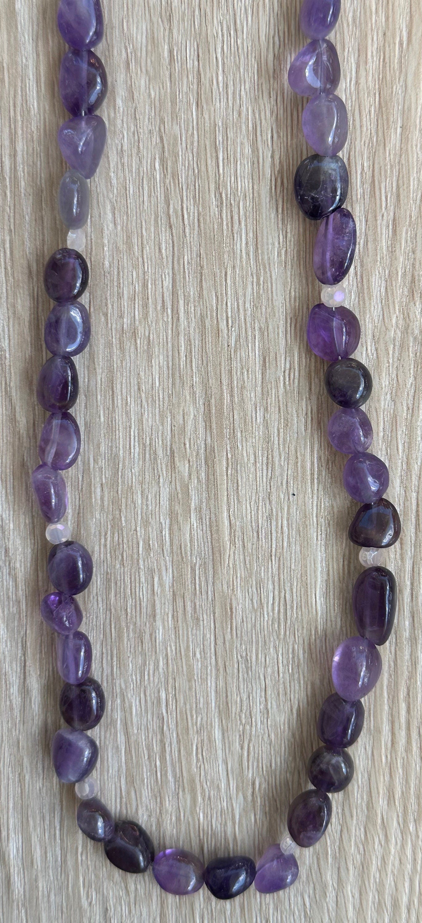 Purple Agate Necklace, Minimalist, Bohemian, Boho Beaded Necklace, Nugget Necklace, Gift for Her, Spiritually Enhancing, Confidence, 20”,