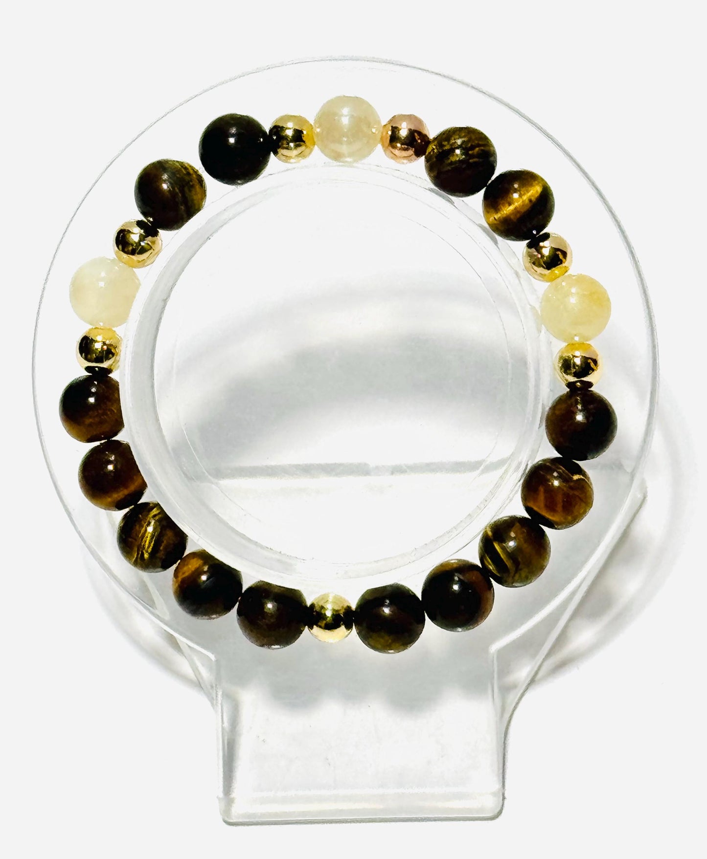 Brown Tiger Eye Bracelet, Natural Tiger Eye Bracelet, Stretch, Boho, Beaded Bracelet, Bohemian, Agate Highlights, Stacking, Gift, 6”