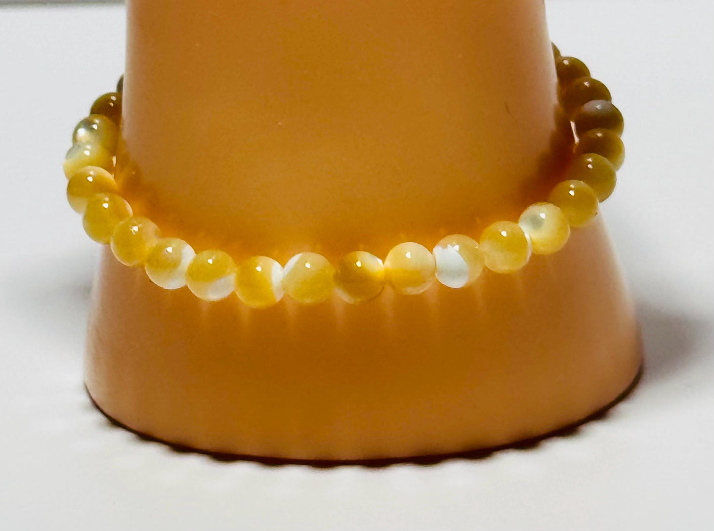 Prosperity, Perseverance, Spiritual, Anxiety, Healing, Peace, Love, Heart Chakra, Mother of Pearl Stretch Bracelet, Black Onyx Bracelet 6.5”