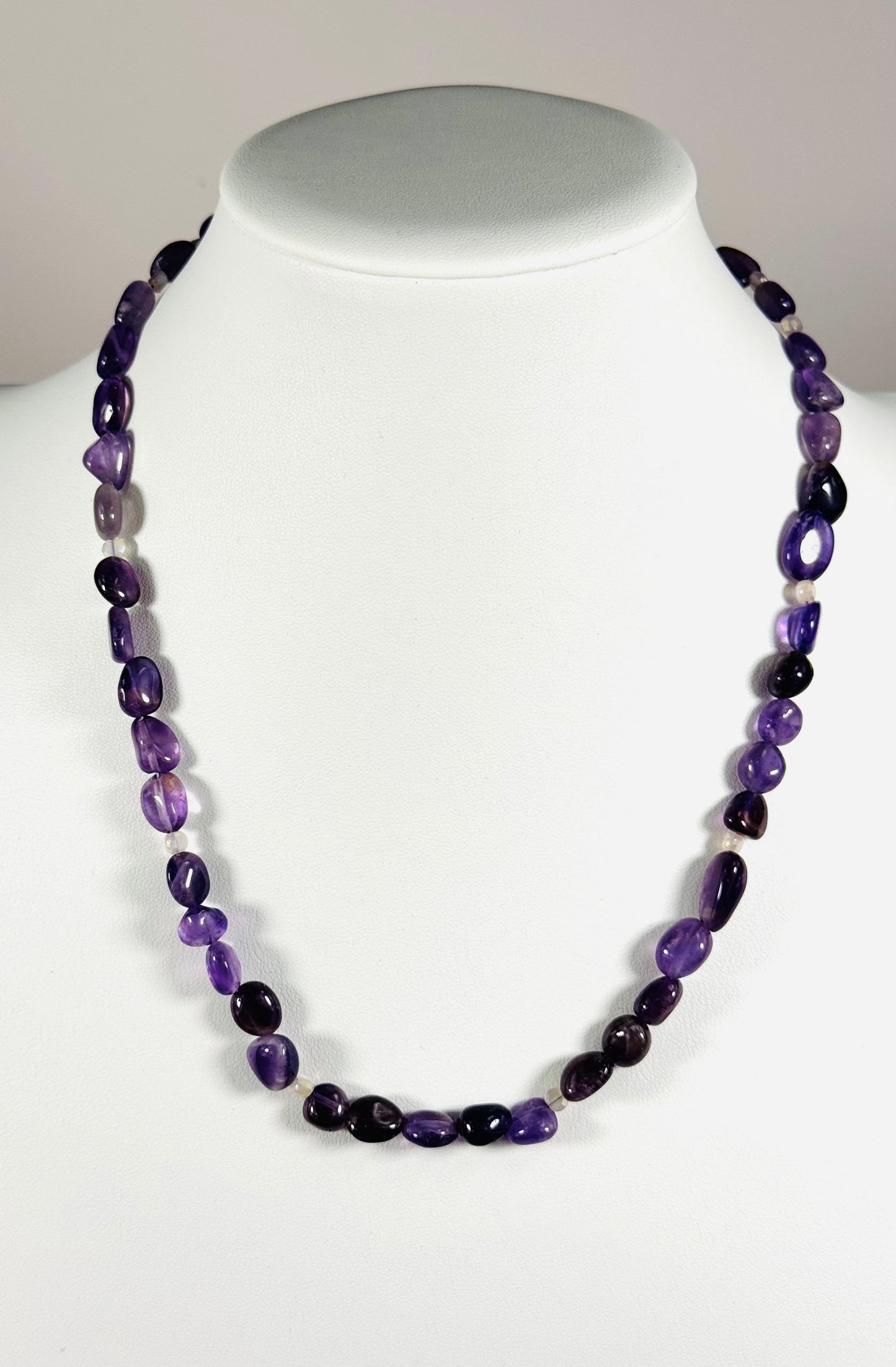 Purple Agate Necklace, Minimalist, Bohemian, Boho Beaded Necklace, Nugget Necklace, Gift for Her, Spiritually Enhancing, Confidence, 20”,