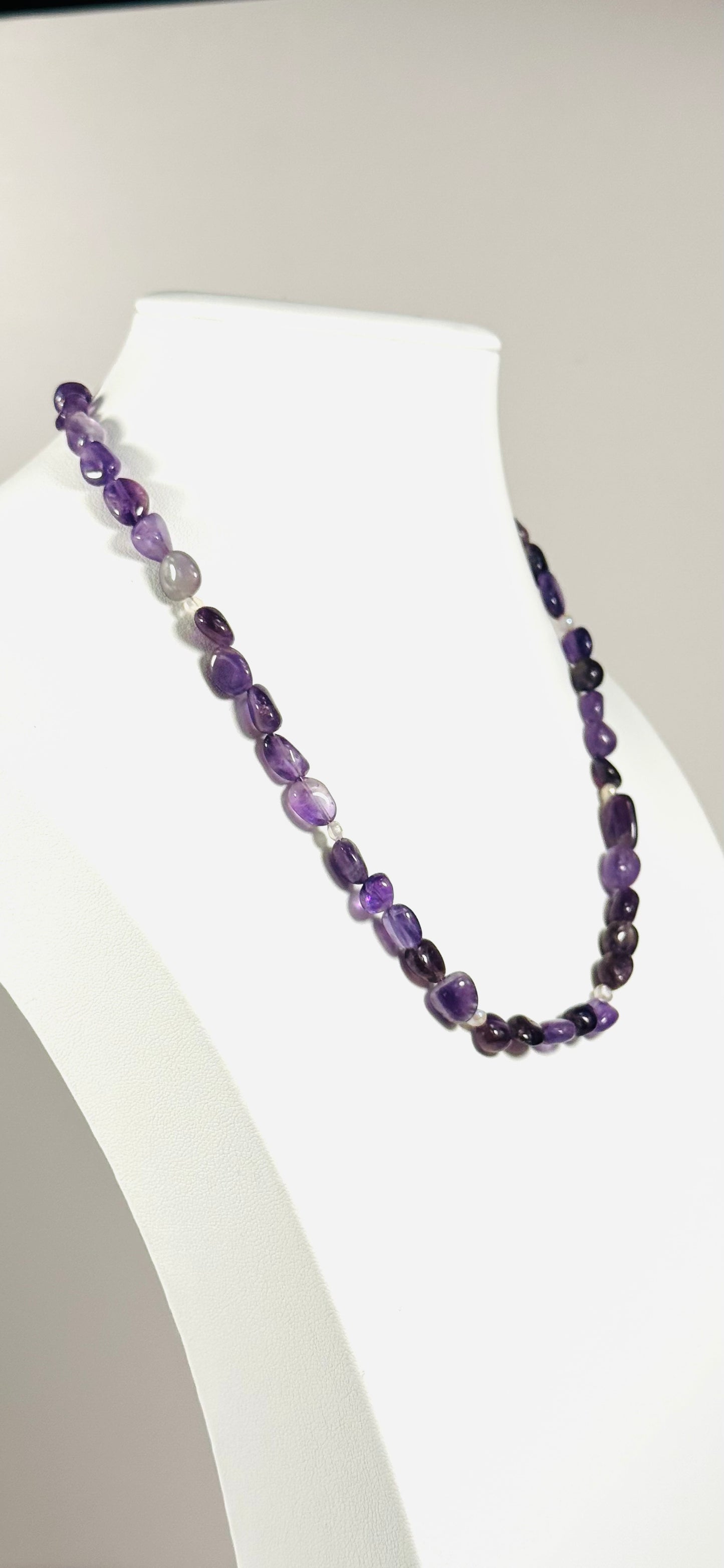 Purple Agate Necklace, Minimalist, Bohemian, Boho Beaded Necklace, Nugget Necklace, Gift for Her, Spiritually Enhancing, Confidence, 20”,