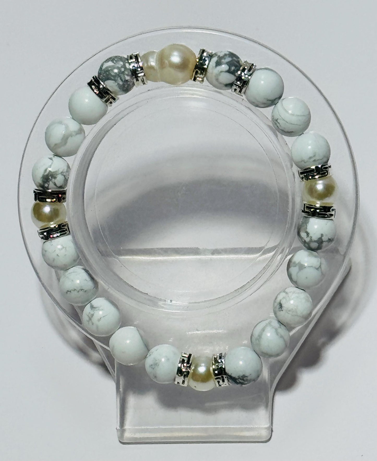Natural White Howlite Bracelet, Beaded Bracelet, Potato Pearl, Boho, Clarity, Patience, New Beginnings Resilience, Gemstones 6 1/2”