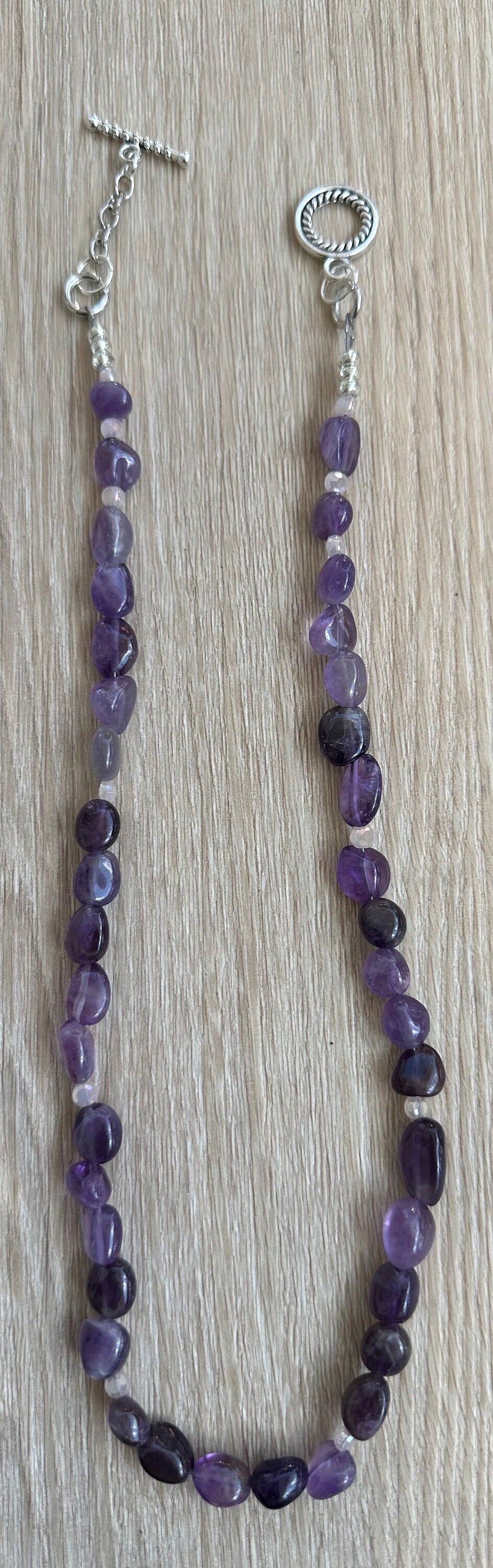 Purple Agate Necklace, Minimalist, Bohemian, Boho Beaded Necklace, Nugget Necklace, Gift for Her, Spiritually Enhancing, Confidence, 20”,