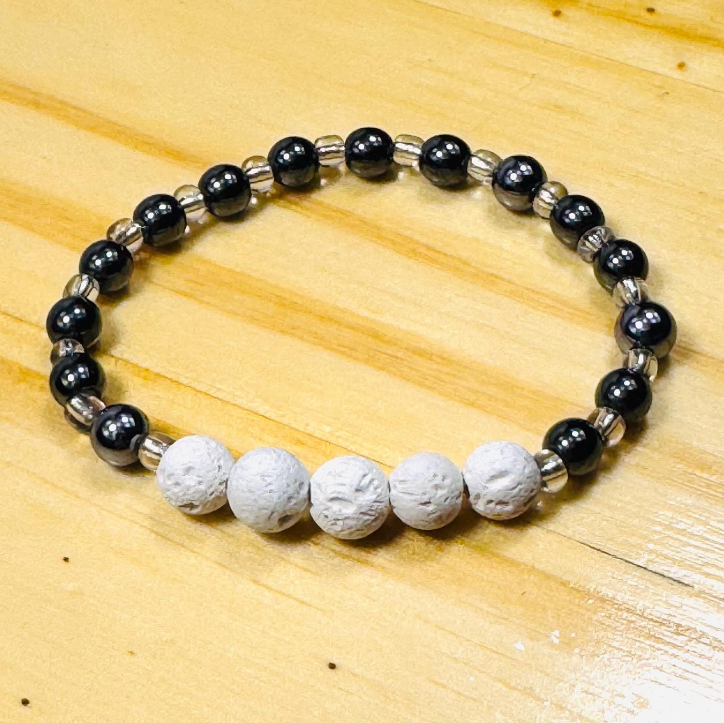 Aromatherapy Bracelet, Confidence Bracelet, Anxiety Bracelet, Heart Chakra, Spirituality, Grounding, Hematite Stretch Bracelet, 6”