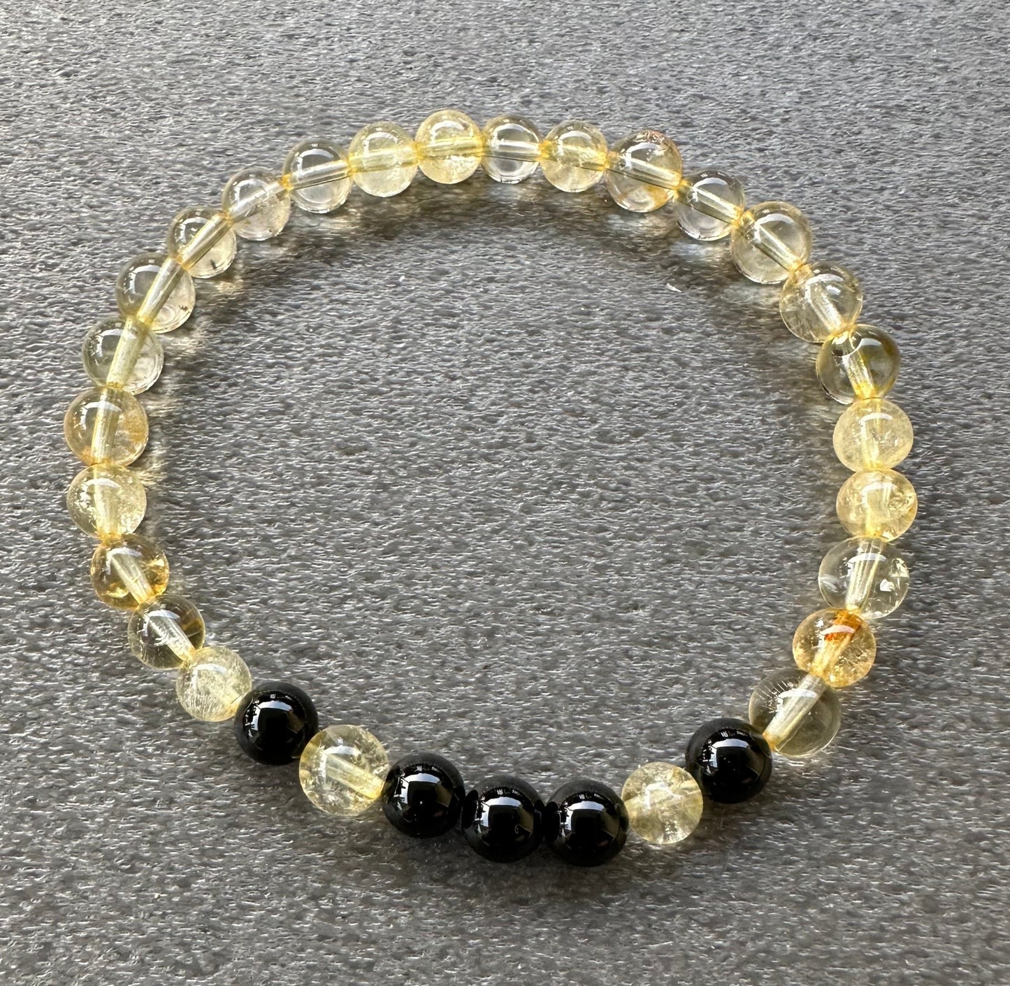 Citrine Bracelet, Black Onyx, Stretch Bracelet, Minimalist, Bohemian, Stacking, Boho, Dainty, Gemstone Bracelet, Gift, 6 1/2”