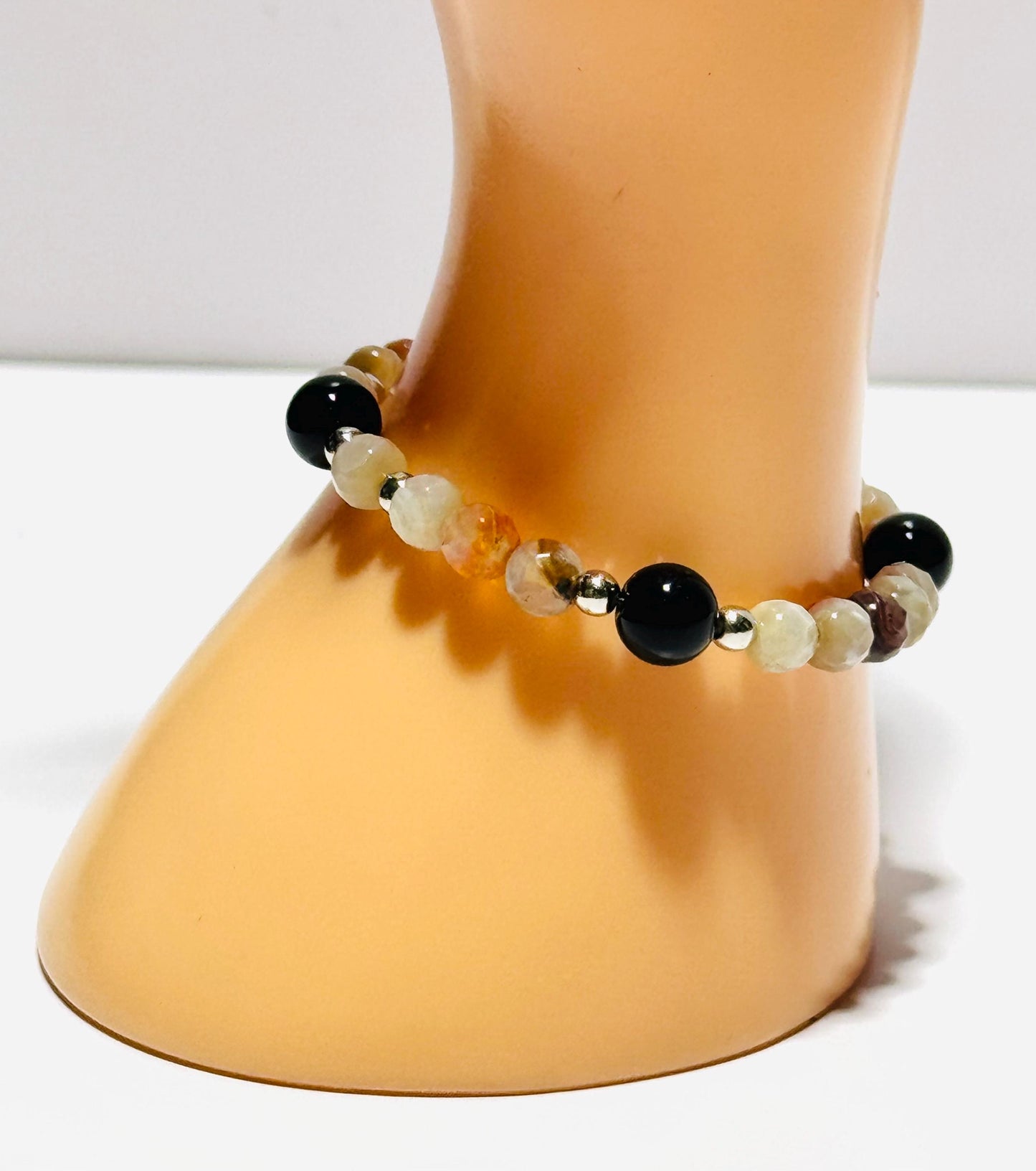 Contentment, Courage, Stability, Creativity, Balance, Positive Energy, Fire Agate Stretch Bracelet, 6”