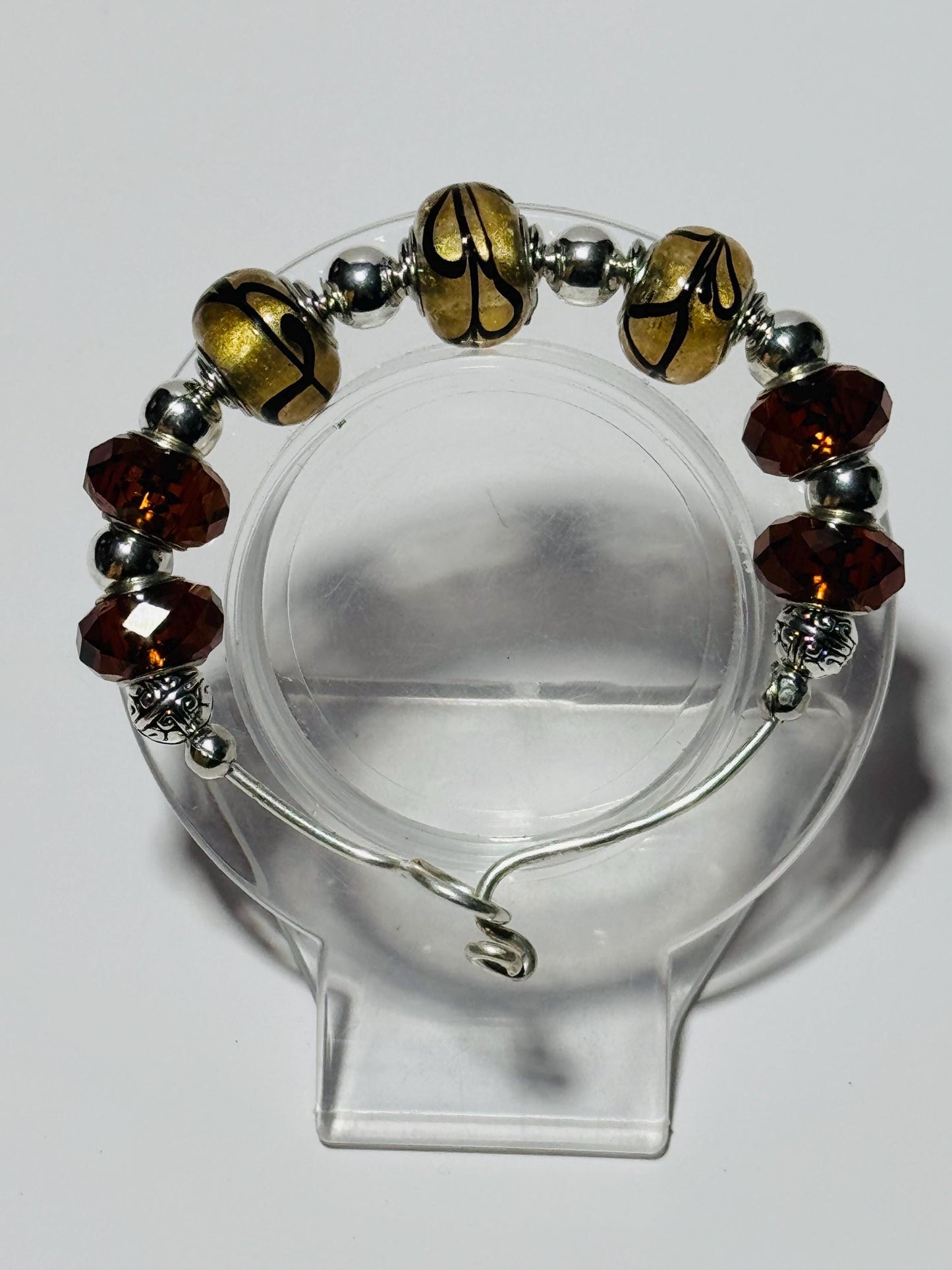 Artisan Glass Bead Bracelet, Custom Bracelet, Handmade Glass Bead Bracelet, One of a Kind Bracelet, Gold Translucent Bead Bracelet, 5.5”