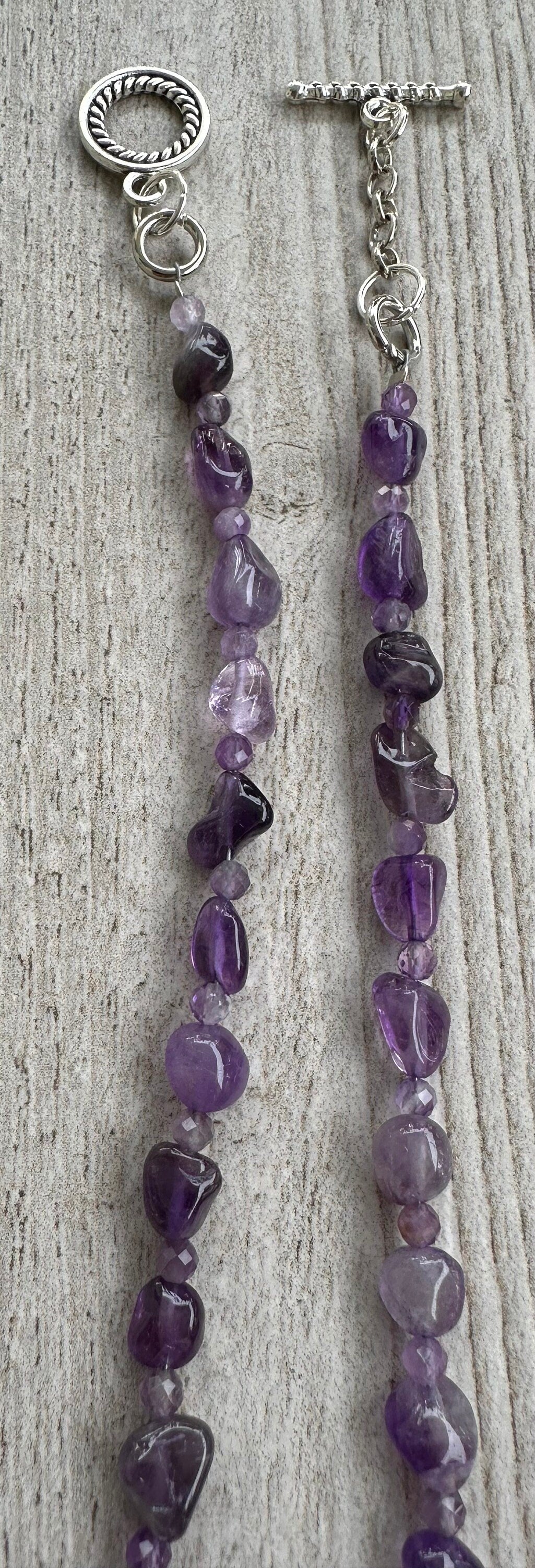 Amethyst  Necklace, Minimalist Necklace, Gemstone Necklace, Beaded Necklace, Gift For Her, Nugget Amethyst Semi Precious Stones, 20”