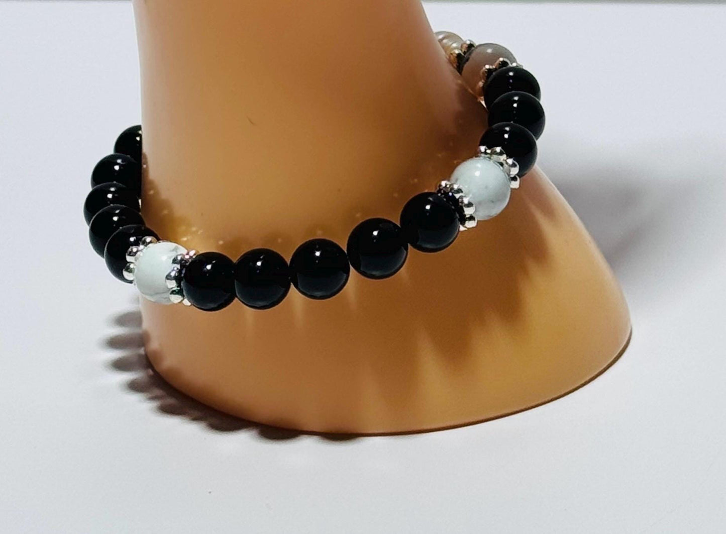 Natural Howlite Beaded Healing Bracelet, Boho, Stacking, Clarity, Patience, New Beginnings, Handmade, Beaded, 6 1/2”