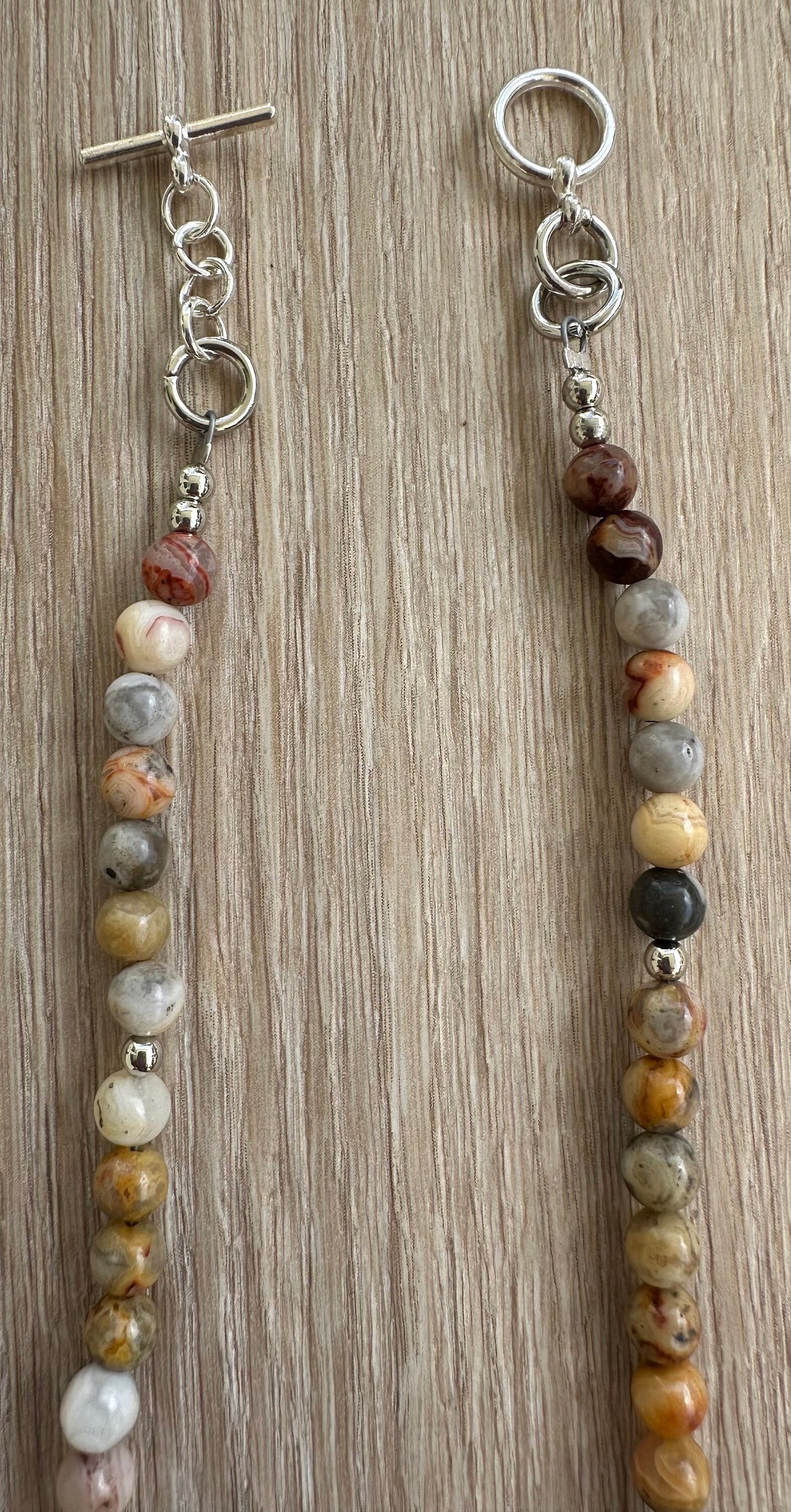 Crazy Lace Agate Necklace, Minimalist, Boho, Bohemian, Gift for Her, 25”, Gemstone Necklace, Joy Support Encouragement Energy Optimism