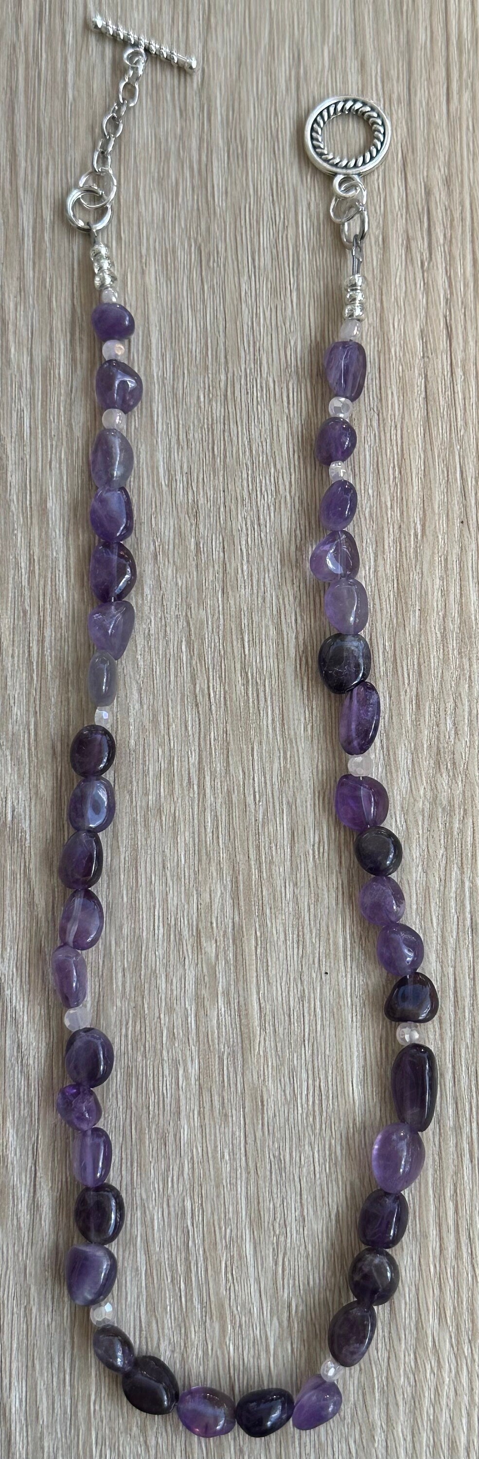 Purple Agate Necklace, Minimalist, Bohemian, Boho Beaded Necklace, Nugget Necklace, Gift for Her, Spiritually Enhancing, Confidence,  20”,