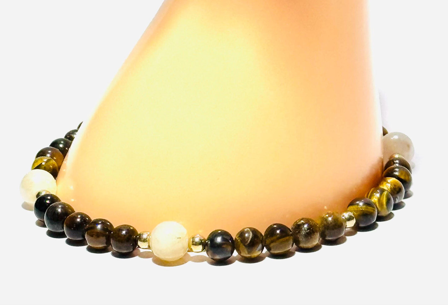 Natural Brown Tiger Eye Bracelet, Stretch Bracelet, Tiger Eye Bracelet, Boho Jewelry, Minimalist, Agate, Beaded, Stacking, Gift, 9”