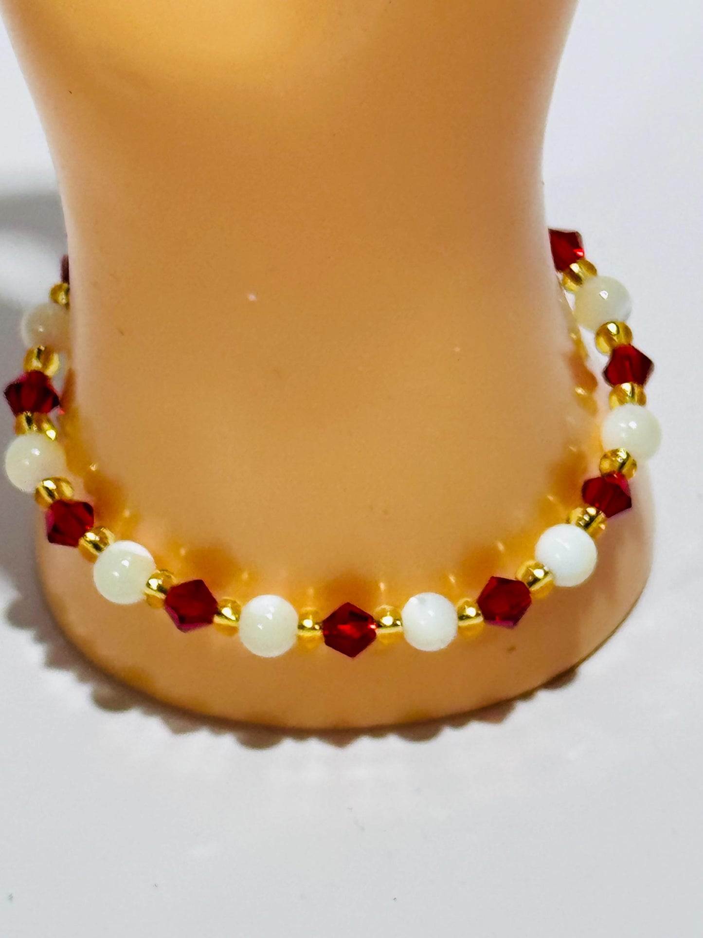 Love Bracelet, Love Charm, Mother of Pearl Charm Bracelet, Boho, Minimalist, Dainty, Stretch Bracelet, Beaded, Bohemian, Gift, 7”