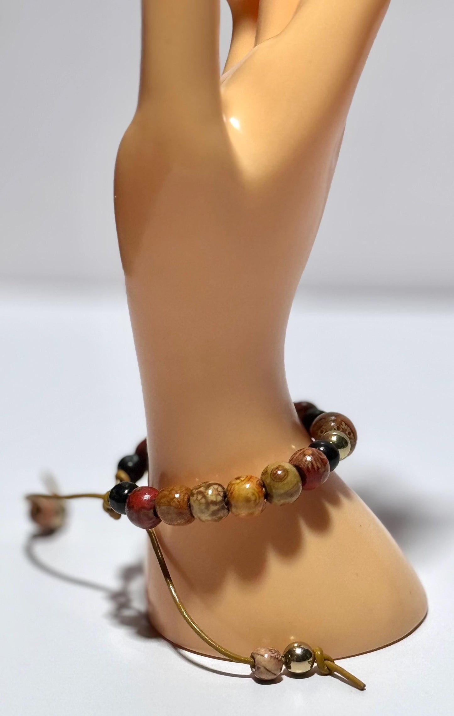 Wood Motorcycle Bracelet, Adjustable Biker Bracelet, Wood Biker Bracelet, Minimalist, Boho, Leather Cord Bracelet, 6 1/2” - 8 1/2”