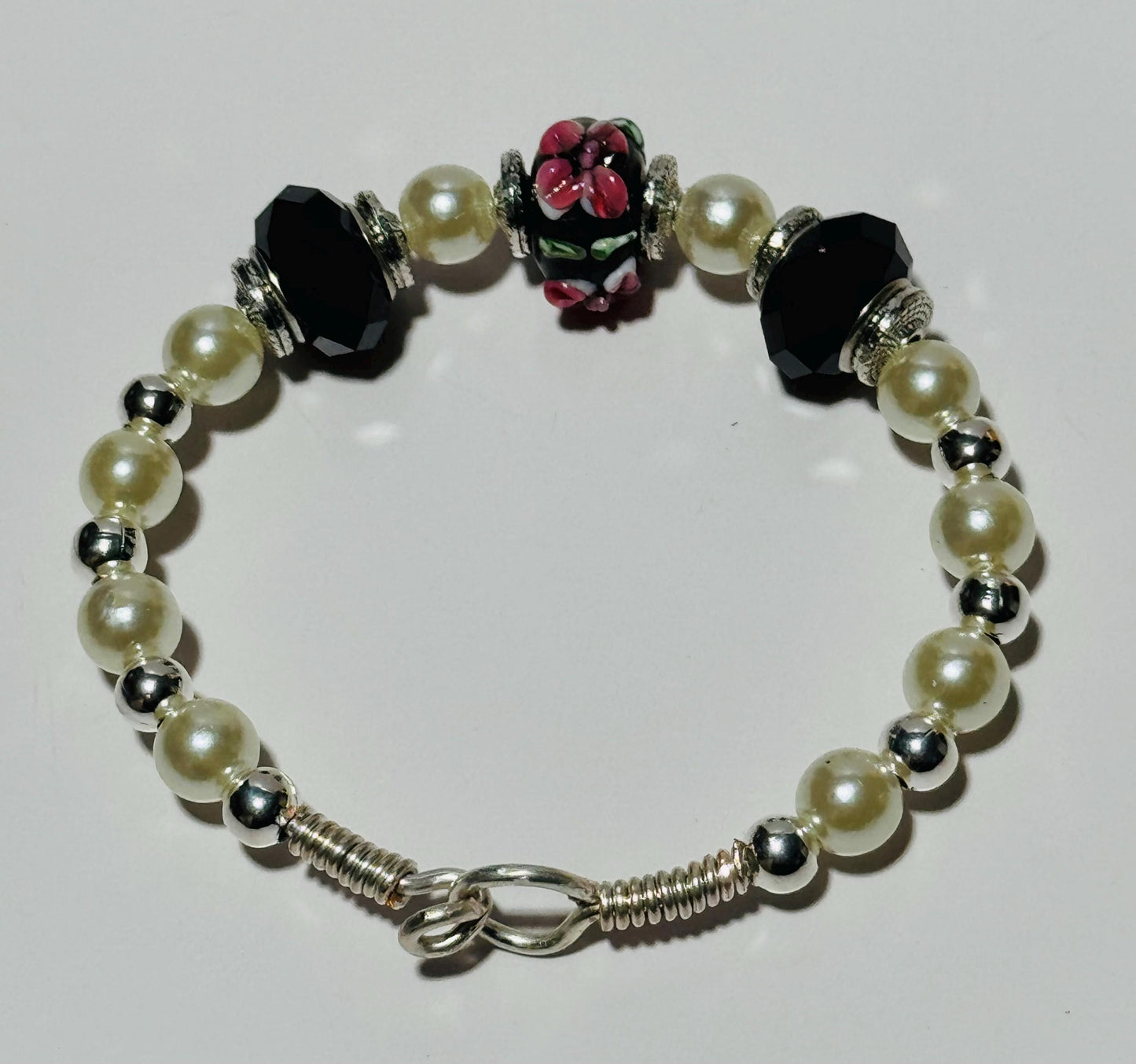 Custom Lamp Work Bracelet, Artisan Glass Bead Bracelet, Handmade Glass Bead Bracelet, Unique, Boho Jewelry, Custom Bracelet, 6”