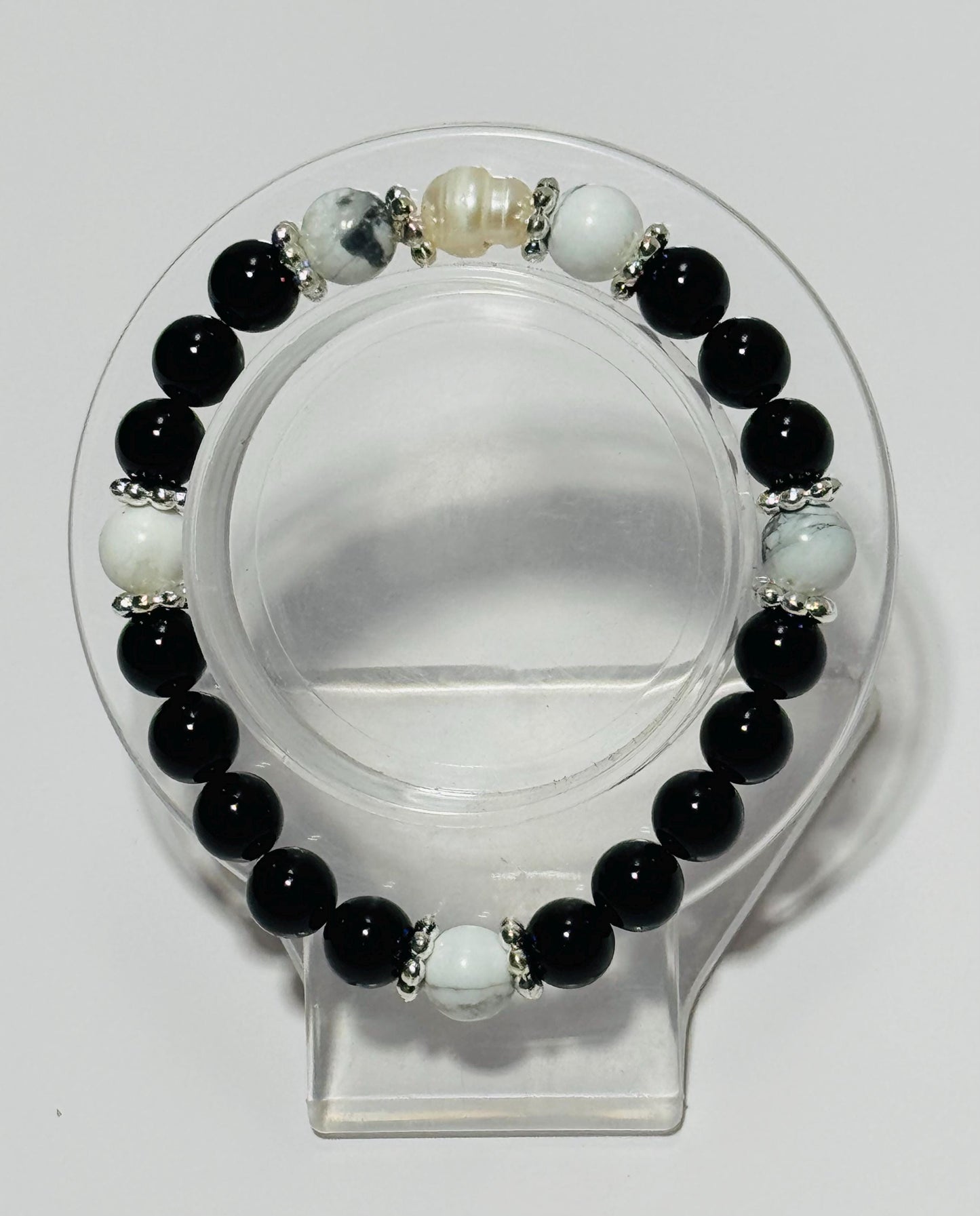 Natural Howlite Beaded Healing Bracelet, Boho, Stacking, Clarity, Patience, New Beginnings, Handmade, Beaded, 6 1/2”