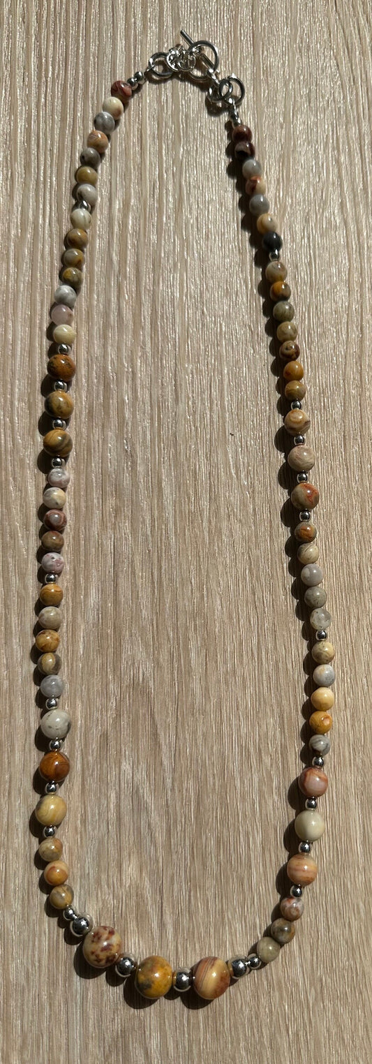 Crazy Lace Agate Necklace, Minimalist, Boho, Bohemian, Gift for Her, 25”, Gemstone Necklace, Joy Support Encouragement Energy Optimism