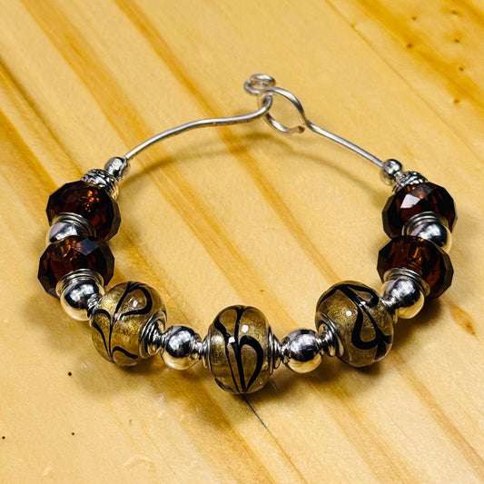 Artisan Glass Bead Bracelet, Custom Bracelet, Handmade Glass Bead Bracelet, One of a Kind Bracelet, Gold Translucent Bead Bracelet, 5.5”