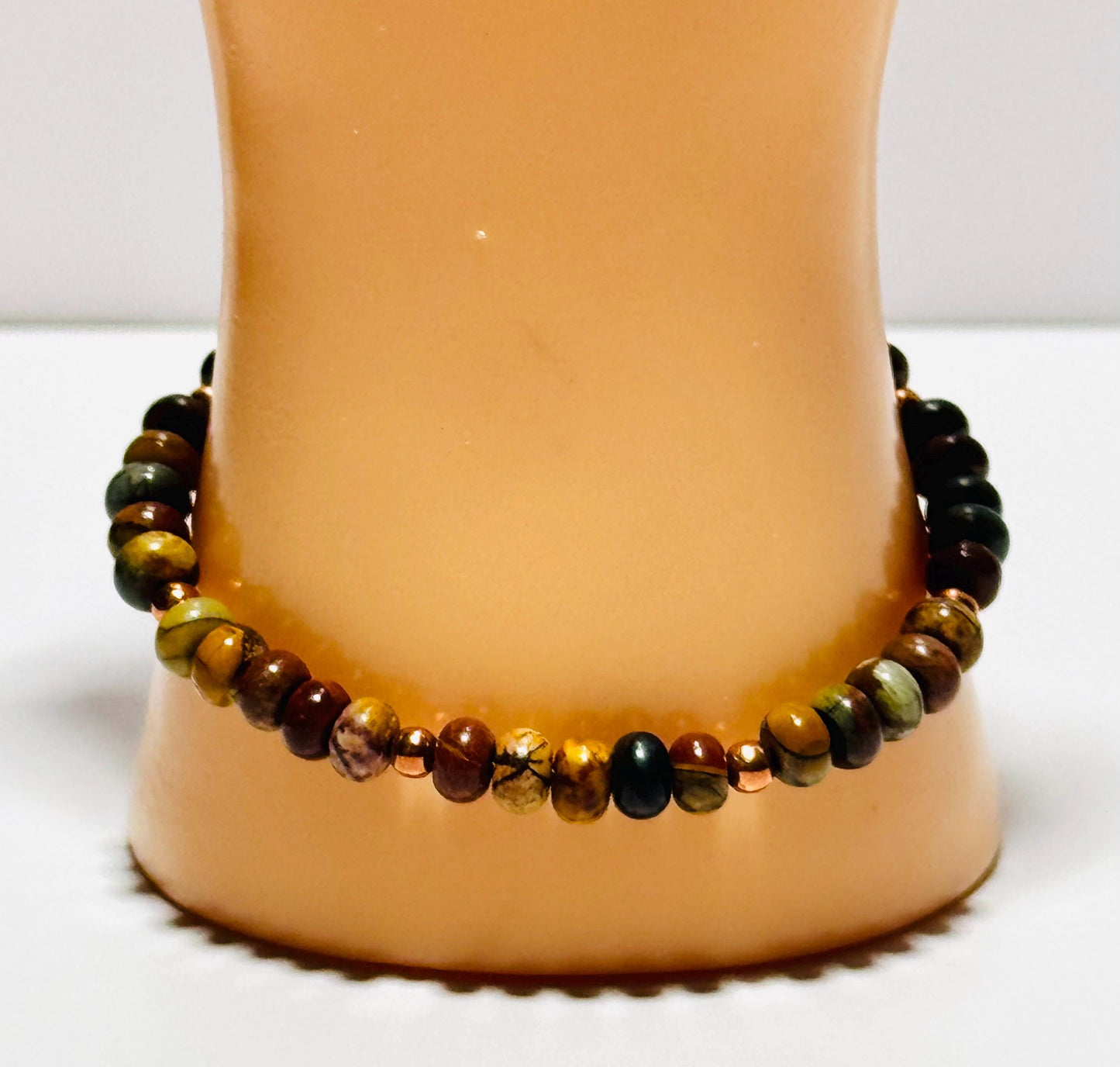 Minimalist Picasso Jasper Bracelet, Stretch Bracelet, Bohemian, Stretch Bracelet, Boho, Beaded Bracelet, Support Encouragement, Gift,   6.5”