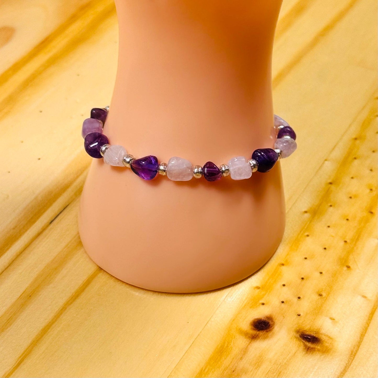 Calming, Spiritually Enhancing, Anxiety, Tranquility,  Depression, Emotional Balance, Trauma, Natural Amethyst Stretch Bracelet, Boho, 6.75”