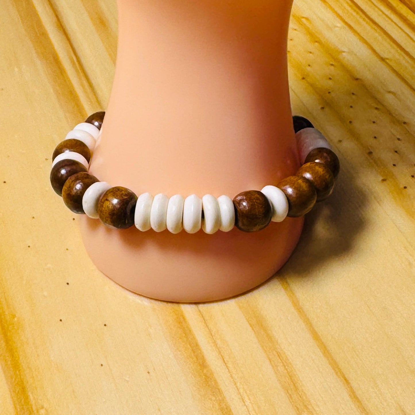 Biker Bone Bracelet, Motorcycle Wood Bracelet, Wood Bracelet, Bone Bracelet, Boho, Leather Bracelet, Lobster Claw, 8”