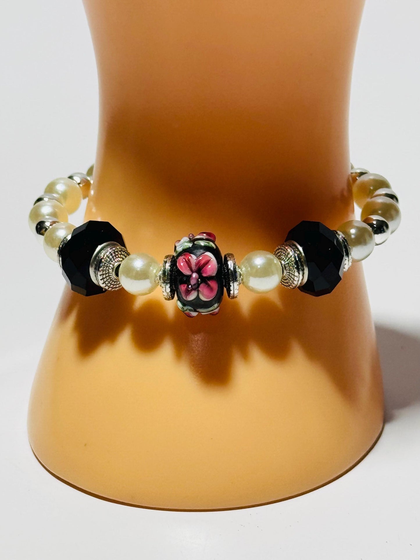 Custom Lamp Work Bracelet, Artisan Glass Bead Bracelet, Handmade Glass Bead Bracelet, Unique, Boho Jewelry, Custom Bracelet, 6”