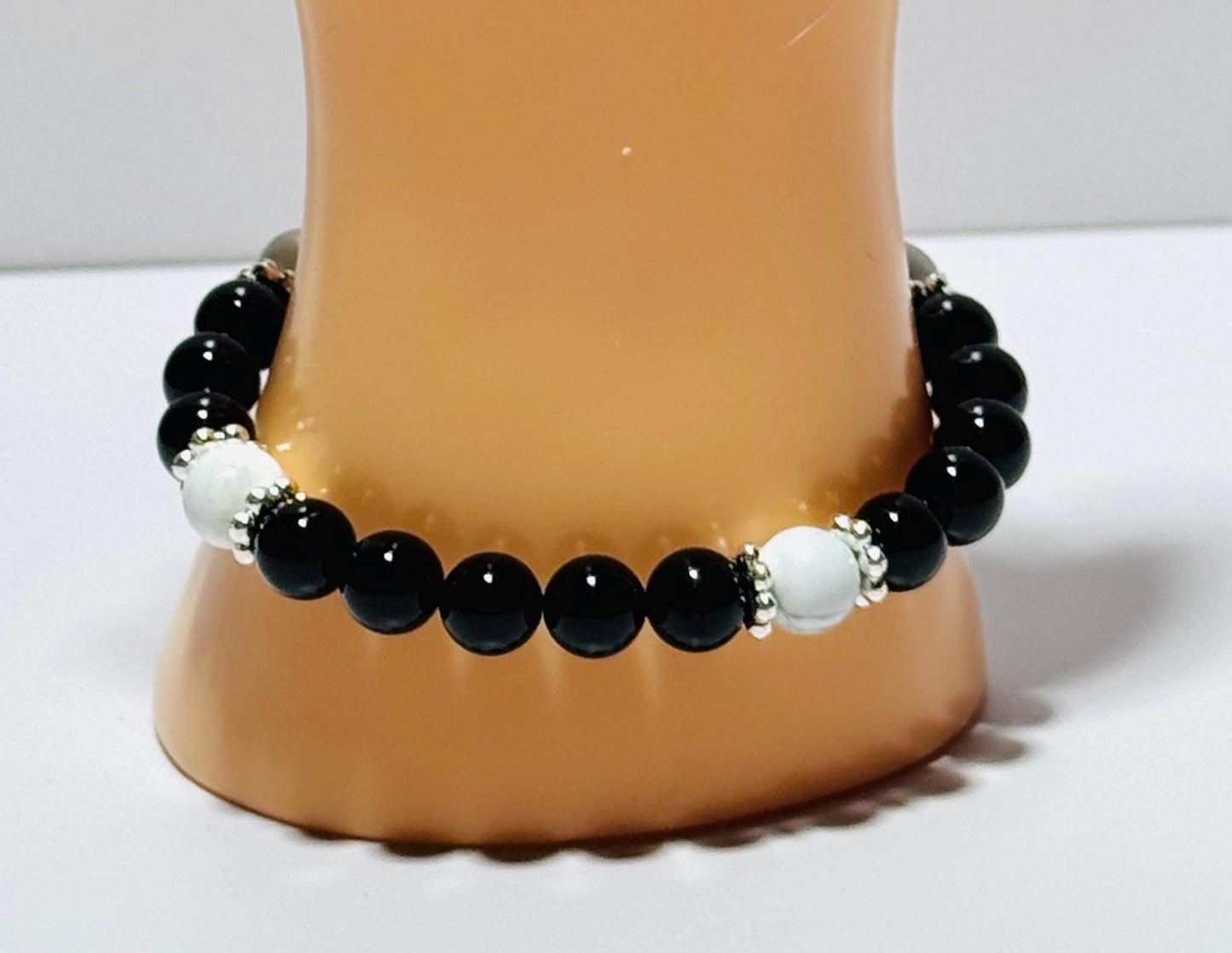 Natural Howlite Beaded Healing Bracelet, Boho, Stacking, Clarity, Patience, New Beginnings, Handmade, Beaded, 6 1/2”