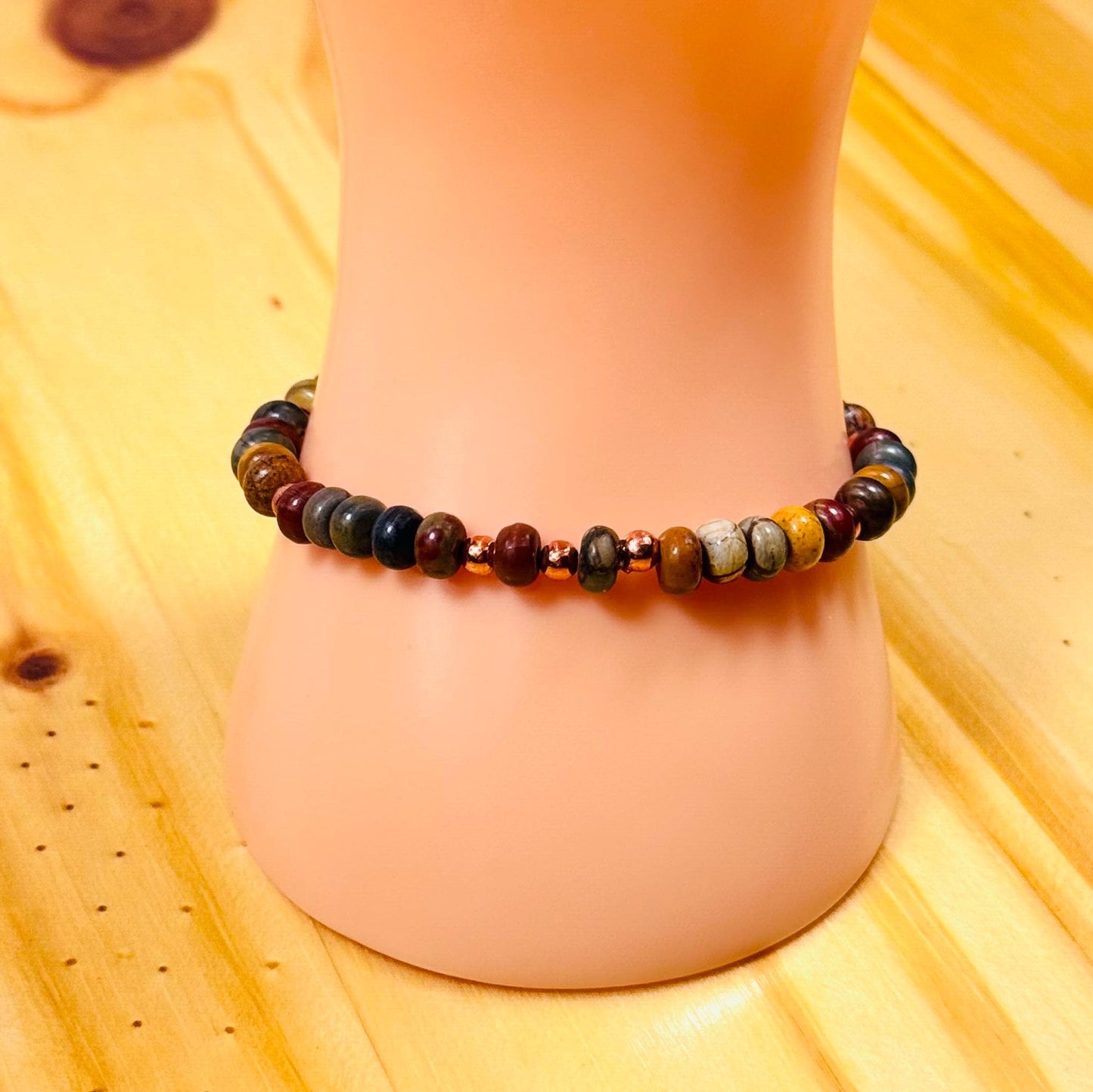 Minimalist Picasso Jasper Bracelet, Stretch Bracelet, Bohemian, Stretch Bracelet, Boho, Beaded Bracelet, Support Encouragement, Gift,   6.5”