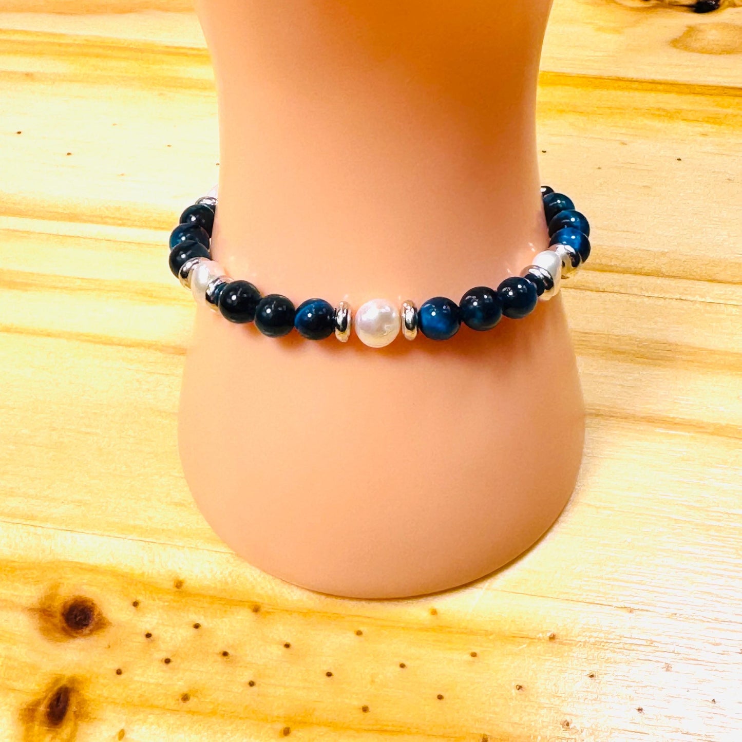Protection, Spiritual Growth, Mental Clarity, Empathy, Confidence, Patience, Strength, Tiger Eye Bracelet, Freshwater Pearl Bracelet, 7”