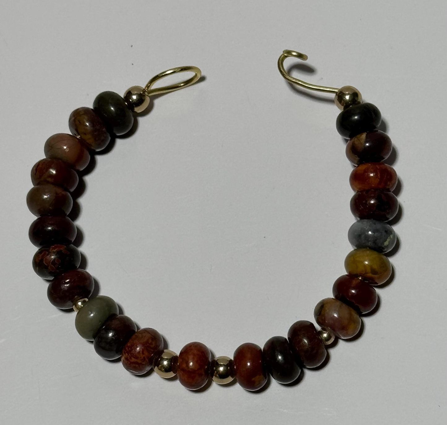 Natural Picasso Jasper Bracelet, Gemstone Bracelet, Hook & Loop Closure, Boho Bracelet, Joy, Support, Encouragement, Energy, 6.5”
