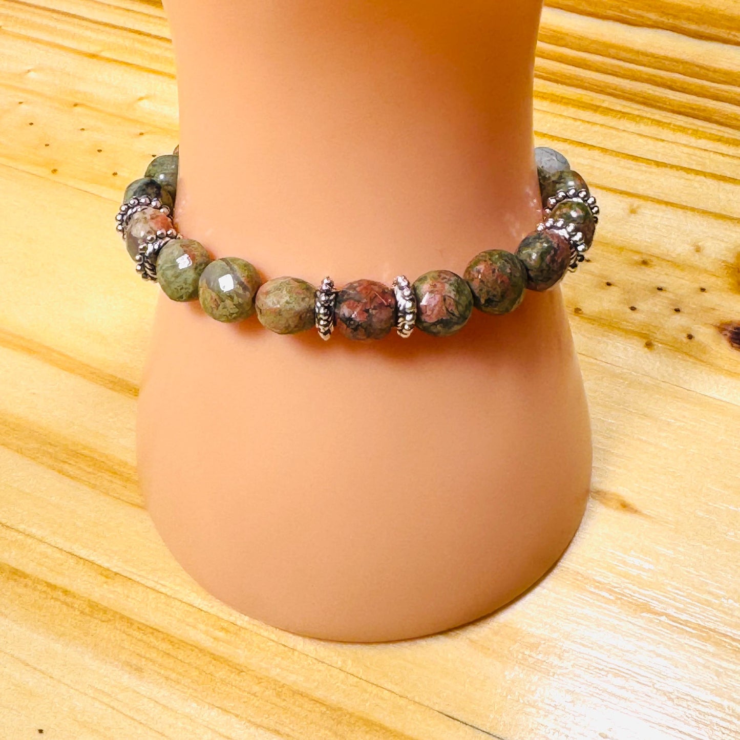 Spiritual Growth Bracelet, Balance, Trauma Bracelet, Compassion  Bracelet , Patience, Perseverance, Love, Unakite Stretch Bracelet, 6.5”