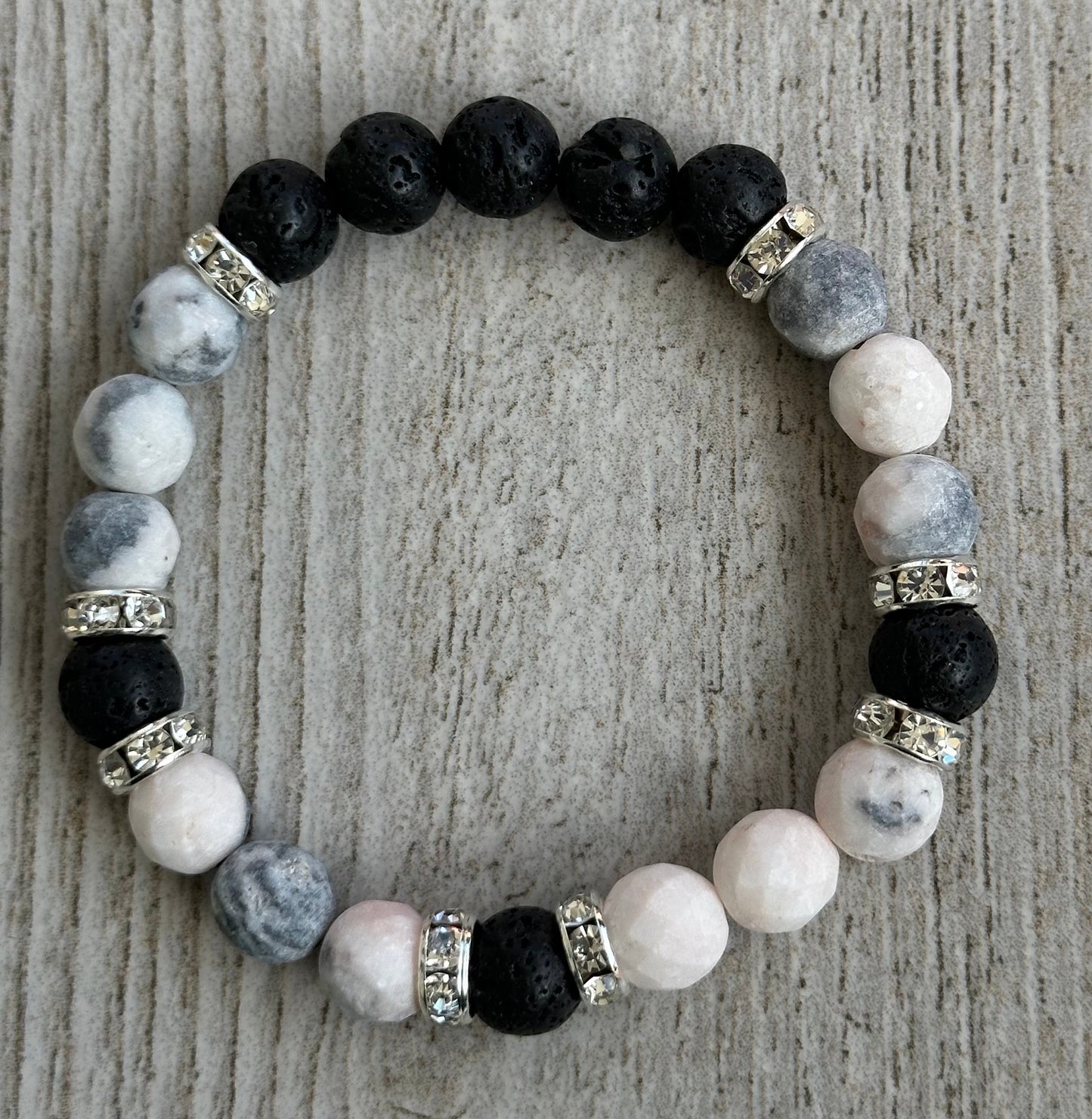 Spiritual Growth Bracelet, Empathy Bracelet, Peace Bracelet, Anxiety Bracelet, Pink Zebra Jasper Bracelet, Aromatherapy Bracelet, 6.25”