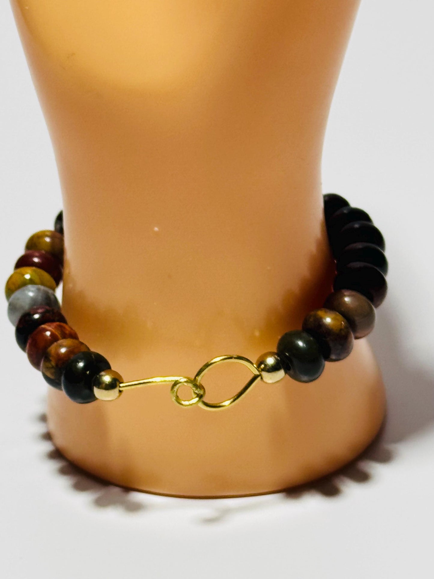 Natural Picasso Jasper Bracelet, Gemstone Bracelet, Hook & Loop Closure, Boho Bracelet, Joy, Support, Encouragement, Energy, 6.5”
