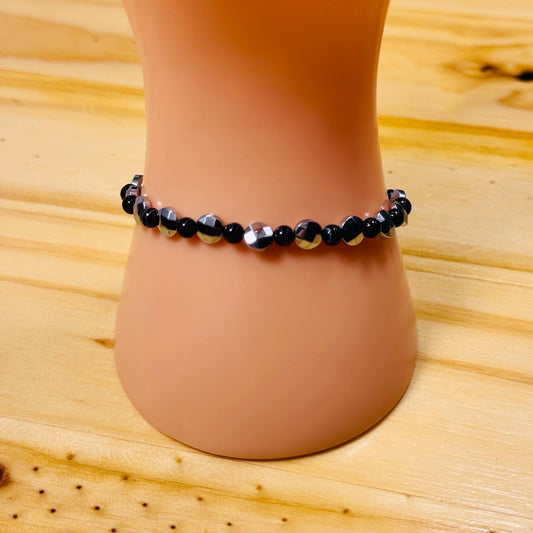Strength Bracelet, Confidence Bracelet, Anxiety Bracelet, Heart Chakra, Spirituality, Stress, Grounding, Hematite Stretch Bracelet, 7”