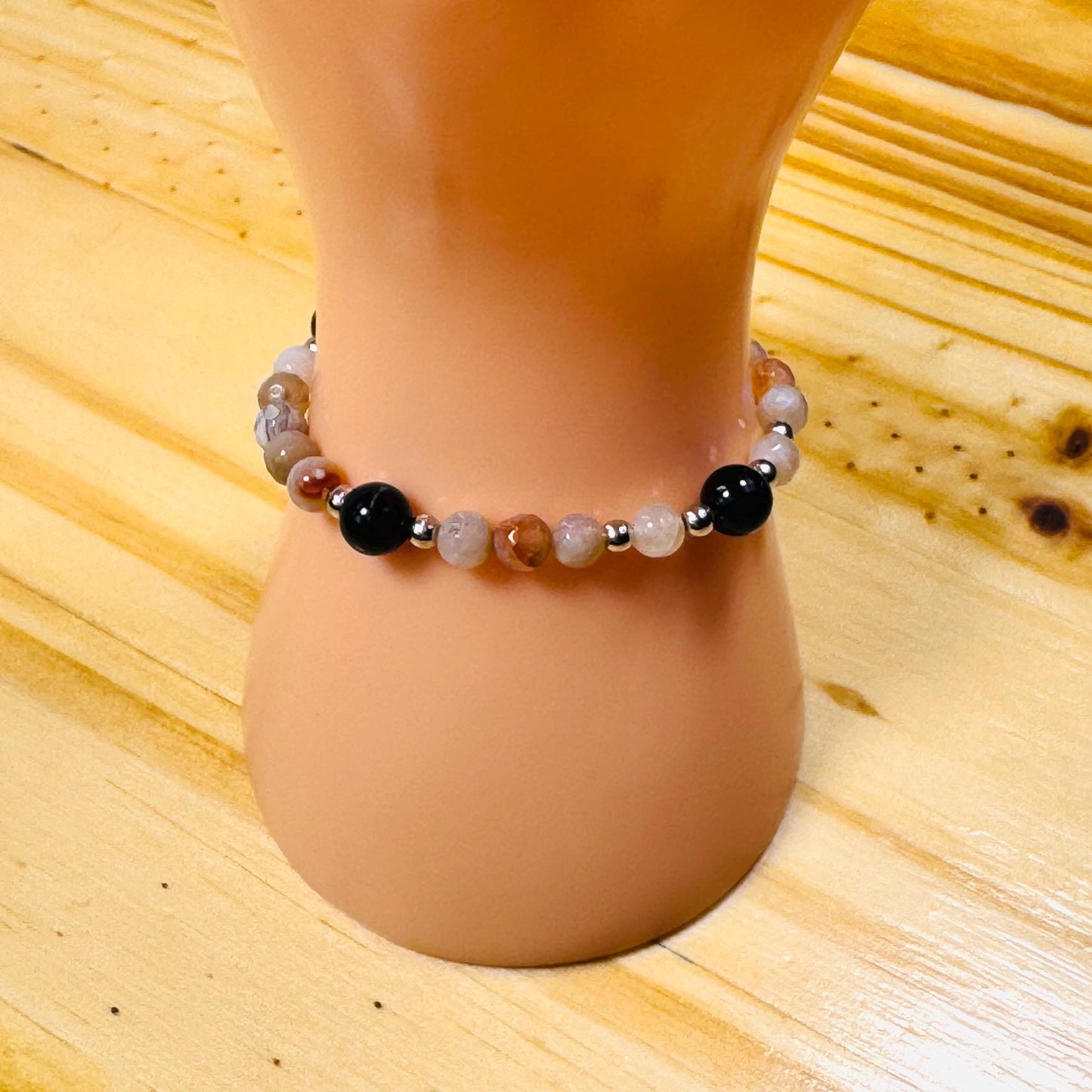 Contentment, Courage, Stability, Creativity, Balance, Positive Energy, Fire Agate Stretch Bracelet, 6”
