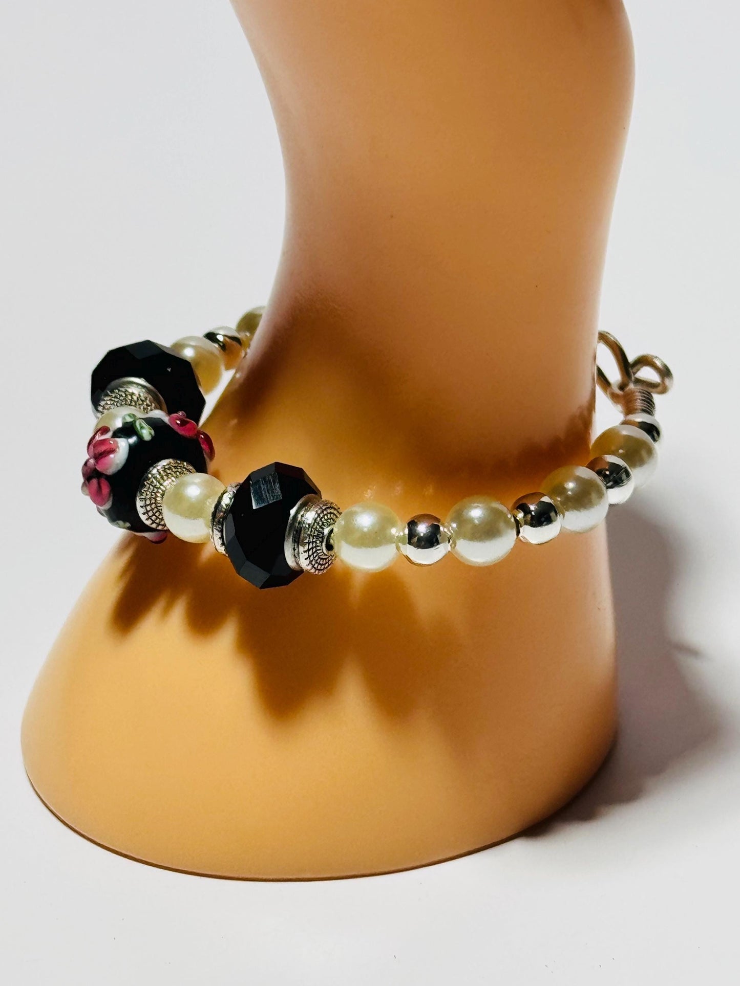 Custom Lamp Work Bracelet, Artisan Glass Bead Bracelet, Handmade Glass Bead Bracelet, Unique, Boho Jewelry, Custom Bracelet, 6”