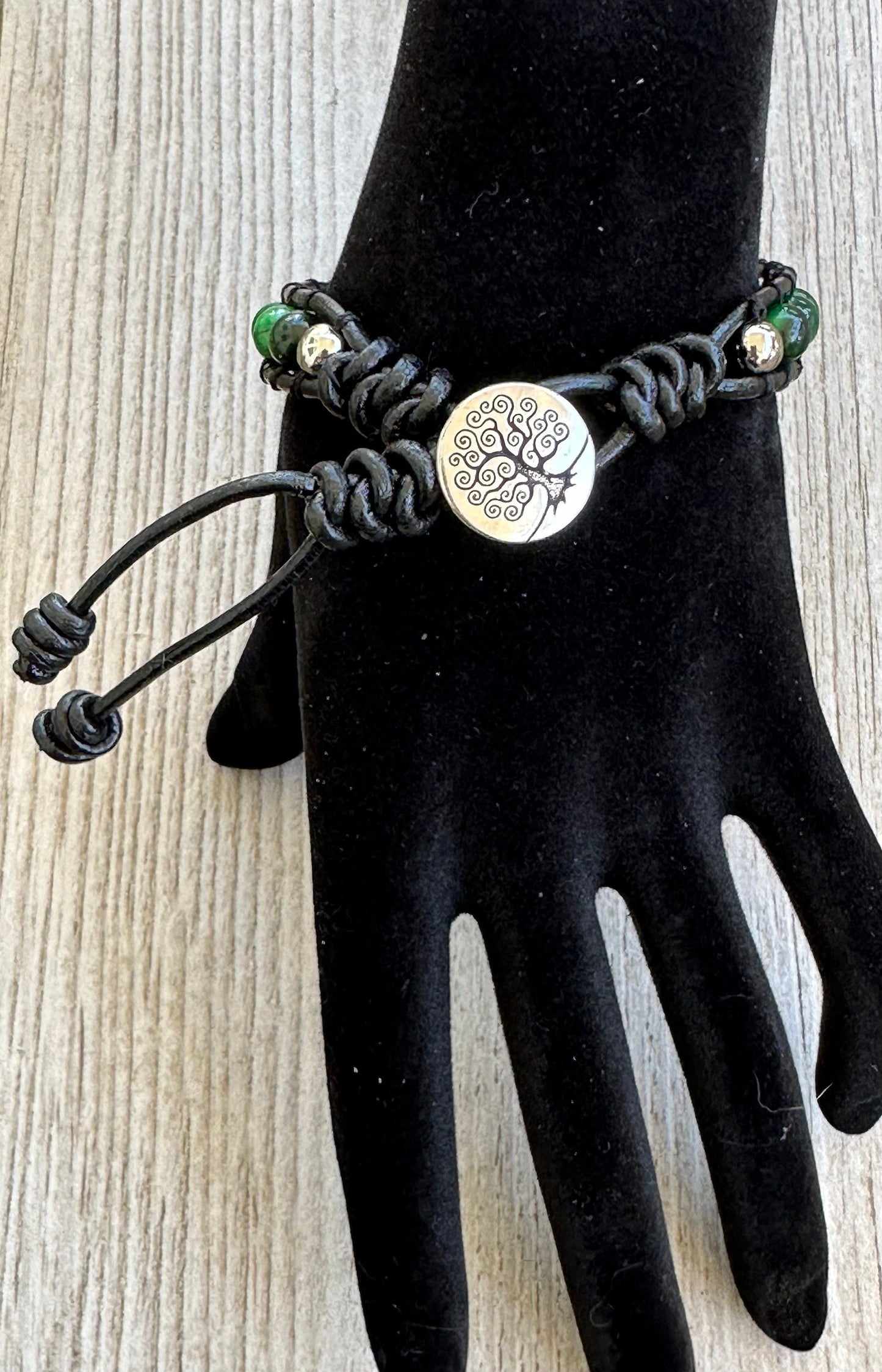 White Mother of Pearl Leather Wrap Bracelet, Boho, Green Tiger Eye Leather Bracelet, Beaded, 7 3/4”-8”  Prosperity