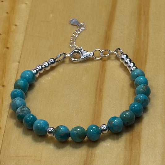 Handcrafted Kingman Turquoise Bracelet – 925 Sterling Silver, Adjustable, AAA Blue-Green Gemstone Jewelry   6” - 7.25”