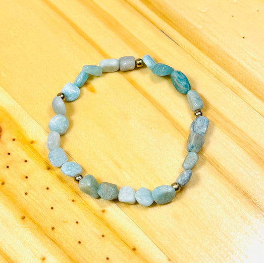 Tranquility, Enhances Love, Peace, Trauma, Anxiety, Grief, Protection, Brazilian Amazonite Bracelet, Emotional Balance, Courage, 6.5”