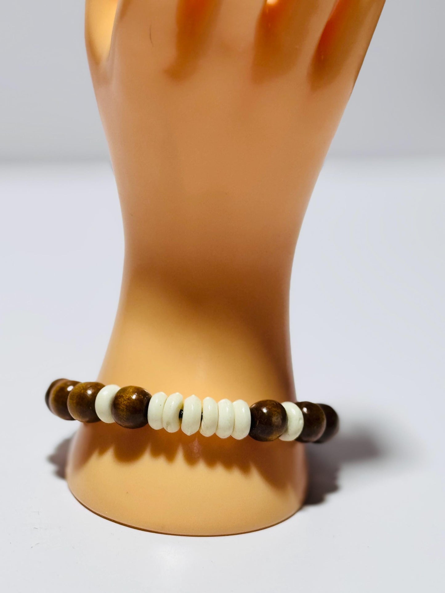 Biker Bone Bracelet, Motorcycle Wood Bracelet, Wood Bracelet, Bone Bracelet, Boho, Leather Bracelet, Lobster Claw, 8”