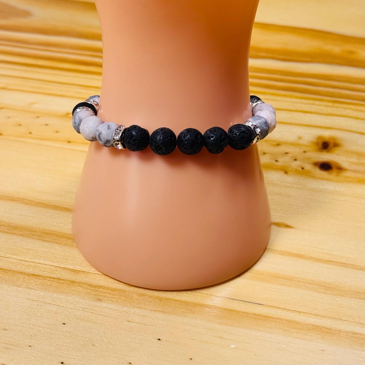 Spiritual Growth Bracelet, Empathy Bracelet, Peace Bracelet, Anxiety Bracelet, Pink Zebra Jasper Bracelet, Aromatherapy Bracelet, 6.25”