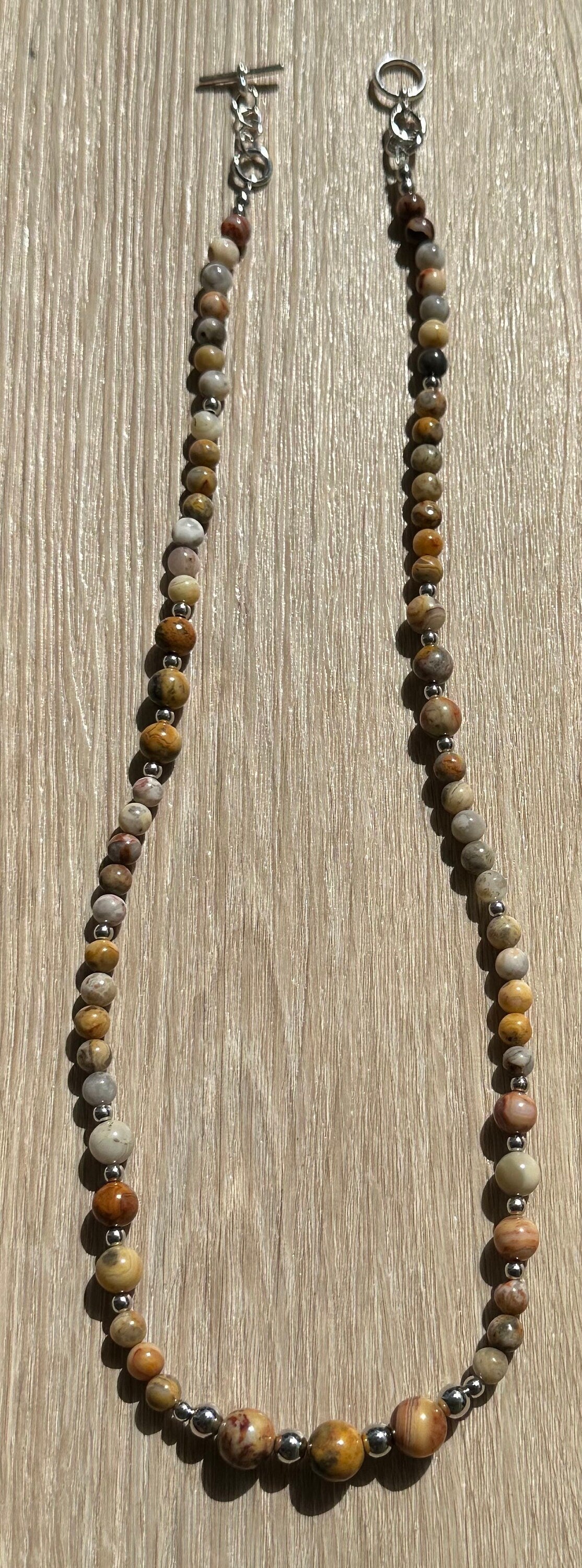 Crazy Lace Agate Necklace, Minimalist, Boho, Bohemian, Gift for Her, 25”, Gemstone Necklace, Joy Support Encouragement Energy Optimism