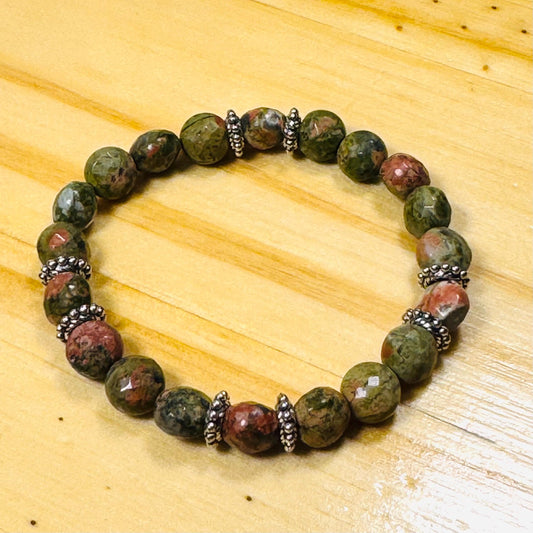 Spiritual Growth Bracelet, Balance, Trauma Bracelet, Compassion  Bracelet , Patience, Perseverance, Love, Unakite Stretch Bracelet, 6.5”